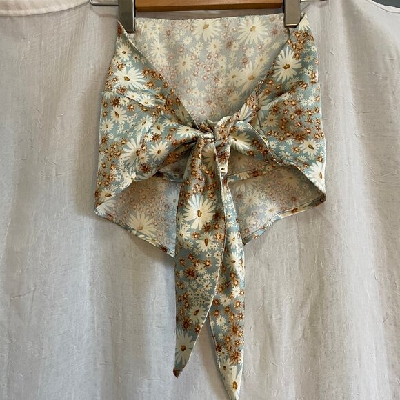 Silky Floral Hankerchief Strapless Top - Picture 3 of 7